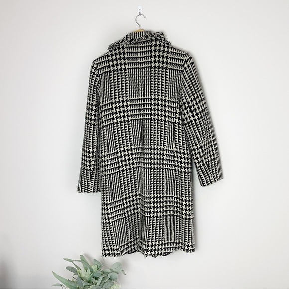 [Harve Bernard] Women's Black & White Houndstooth Wool Blend Button Down Jacket - Picture 5 of 6